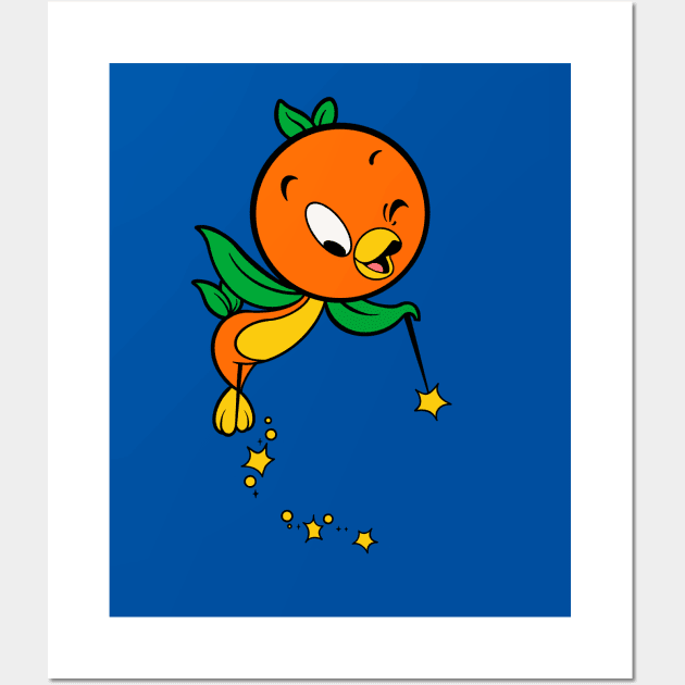 Retro Orange bird sunshine Wall Art by EnglishGent